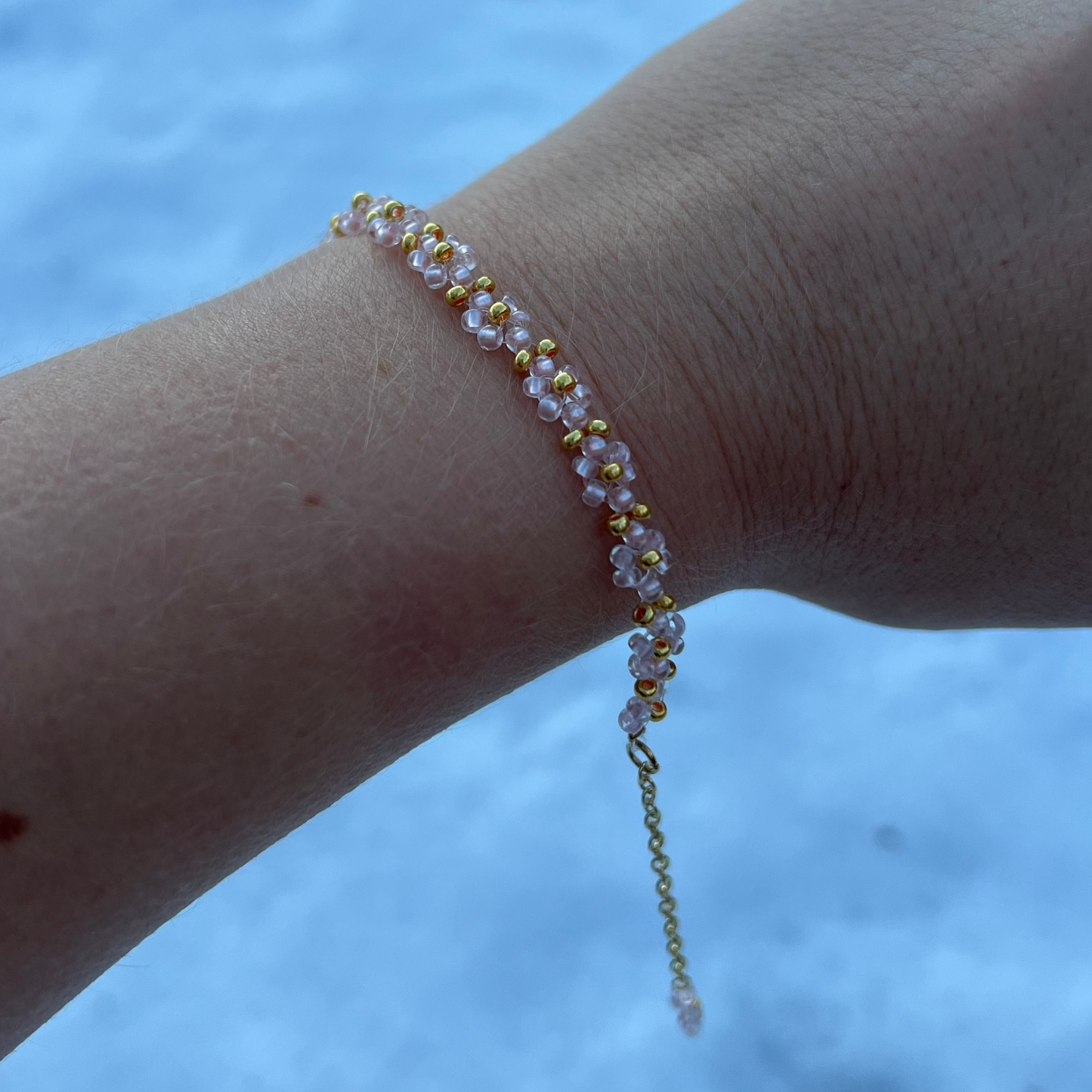 Daisy Rosa + Gull Armbånd